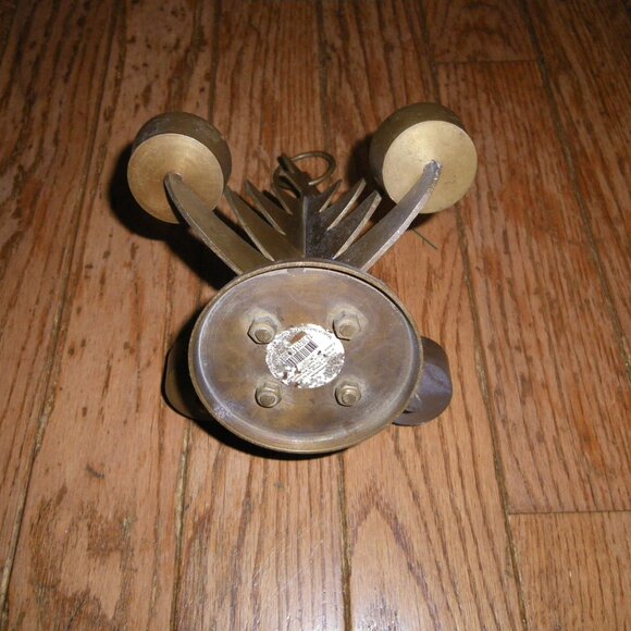 Vintage Solid Brass Metal Holiday Christmas Tree Candle Holder / Lantern - Picture 4 of 4